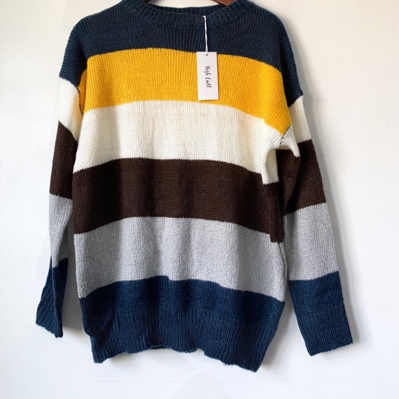 Colorblock Striped Crewneck Long Sleeve Sweater - Picture 2 of 5